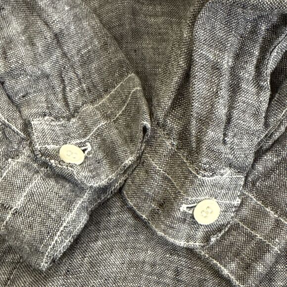 CP Shades 100% Linen Chambray Teton Tunic Blouse Dress Size XS Black Gray Top - Picture 13 of 13